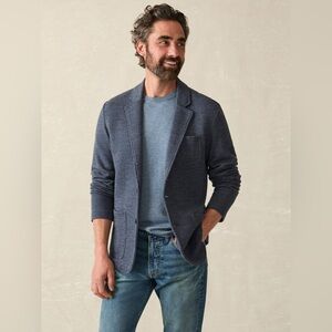 Faherty Reserve Men's XXL Inlet Knit Blazer Deep Navy Melange Organic Cotton NWT